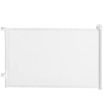 PawHut Bariera de protectie pentru scari Poarta de protectie pentru usi Extensibila 0-140 cm cu operare cu o singura mana pentru animale de companie pentru scari usi Alb | Aosom Romania imagine