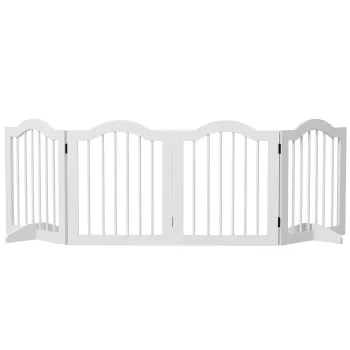 PawHut Bariera de Separare pentru Caini, 4 Panouri, pentru Scari, Holuri, Usi, MDF/Lemn Masiv, Alb | Aosom Romania imagine