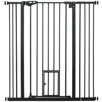PawHut Bariera de siguranta pentru animale de 104,1I  cm cu usa inchidere automata sistem de dubla blocare negru | Aosom Romania imagine