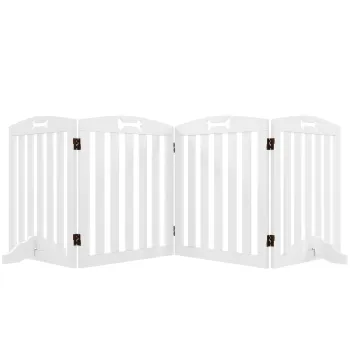 PawHut Bariera de Siguranta pentru Caini Autoportanta cu Picioare de Sustinere, pentru Usi, Coridoare, Scari, 207,5 x 30 x 61 cm, Alb | Aosom Romania imagine