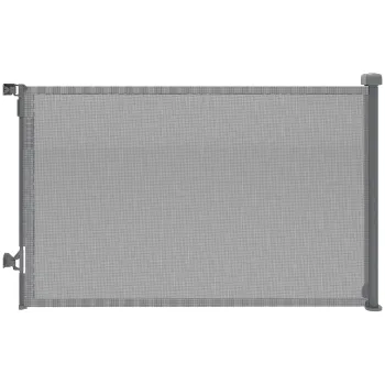PawHut Bariera de siguranta pentru caini retractabila extensibila pana la 140 cm latime pentru scari si usi gri | Aosom Romania imagine