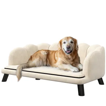 PawHut Canapea caine pat pentru caine pisica design contemporan sub forma de scoica dim. 98L x 60l x 35H cm perna pufoasa catifea verde | Aosom Romania imagine