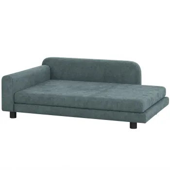 PawHut Canapea pentru Caine Pat pentru Caini Perna Detasabila Lavabila Spatar Inalt Cotiere Catifea 101x66x34,5cm Gri | Aosom Romania imagine