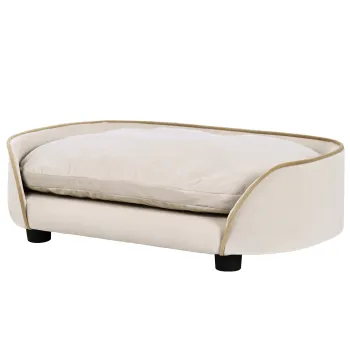 PawHut Canapea pentru caini canapea pentru animale de companie cu perna detasabila si husa lavabila 66 x 43 x 19,5 cm bej | Aosom Romania imagine