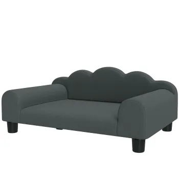 PawHut Canapea pentru caini, canapea pentru animale de companie cu spatar si cotiere, respirabila, 66 x 42 x 28,5 cm, gri inchis | Aosom Romania imagine