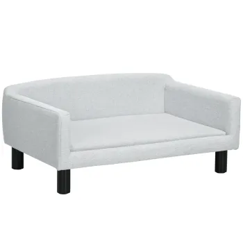 PawHut Canapea pentru Caini cu Perna, Brate si Spatar Gri Deschis | Aosom Romania imagine