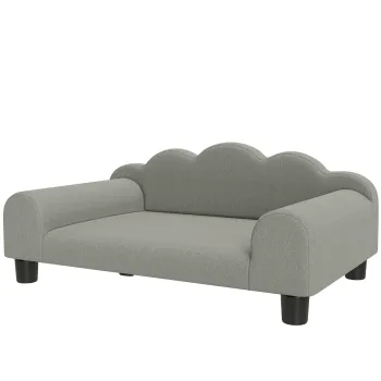 PawHut Canapea pentru Caini Moale cu Cotiere de Sprijin din Tesatura Gri | Aosom Romania imagine