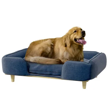 PawHut Canapea pentru Caini pana la 30 kg cu Perna Detasabila, 96x66x24 cm, Albastru | Aosom Romania imagine