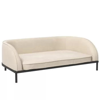 PawHut Canapea pentru Caini pentru Caini Mari si Mijlocii, Scaun pentru Animale de Companie Inaltat cu Picioare, Perna Moale, Husa Detasabila, Alb-crem imagine