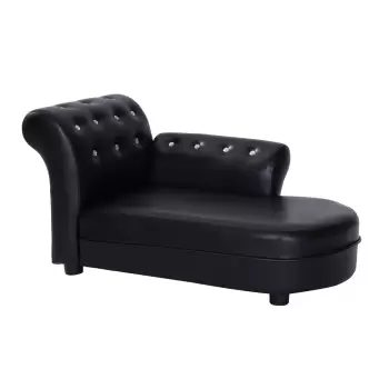 PawHut Canapele pentru caini Chaise Longue Canapea Tapitata pentru Animale, Negru, 82.5x45x41.5cm imagine