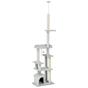 PawHut Copac pentru Pisici de Interior Turn de Joaca Centru de Activitati de Escaladare Turn de Zgariere Apartament Perne Inaltime Reglabilaaccesorii animale feline sala de gimnastica pisoi lounge mobila sufragerie | Aosom Romania imagine