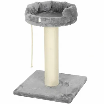 PawHut Copac pentru pisici, pat pentru pisici, 1 pat, incl. jucarie pentru pisici, 55 cm x 55 cm x 83 cm, Gri | Aosom Romania imagine