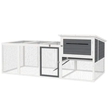 PawHut Cotet pentru 2-4 Gaini, Cuib pentru Clocit cu Acoperis Impermeabil, Tava Detasabila si Usi, 214x101x91,5 cm, Gri | Aosom Romania imagine