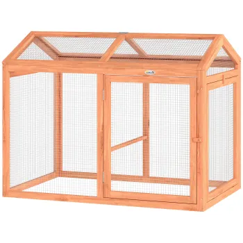 PawHut Cotet pentru gaini adapost exterior cu tija pentru odihna si usi duble, din lemn si metal, pentru 2 gaini, 104 x 70,5 x 84 cm Portocaliu | Aosom Romania imagine