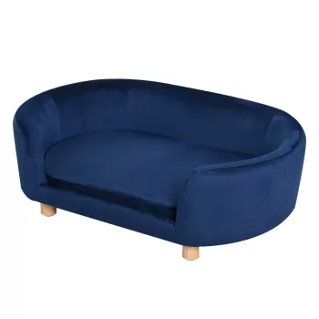 PawHut Culcus pentru Caini de Interior, Canapea pentru Pisici sau Caini de Talie Mica si Medie Max. 22.5kg, din Catifea Albastra imagine