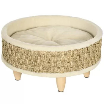 PawHut Culcus pentru caini si pisici, din PAL cu parte inferioara inaltata si perna detasabila, O48x24.5 cm | AOSOM RO imagine