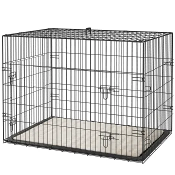 PawHut Cusca cusca de transport pliabila pentru caini cu manerie, tava detasabila, perna inclusa 91 x 62 x 68 cm negru | Aosom Romania imagine