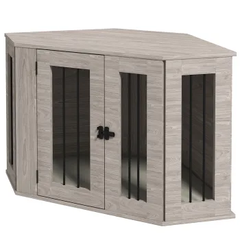 PawHut Cusca pentru caine, cusca, design coltar, incl. incuietoare, 1 perna de odihna, 104 x 55 x 63 cm, Maro | Aosom Romania imagine