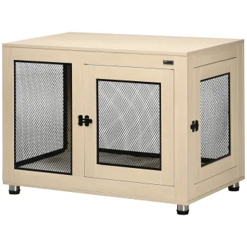 PawHut Cusca pentru caini pe suport cu perna detasabila din otel negru si aspect de lemn - 94 x 60 x 71,5 cm, culoare fag natural | Aosom Romania imagine