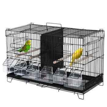 PawHut Cusca pentru pasari dim. 59,5L x 26,5A x 39,5I cm hranitori sperietori 4 usi tava excremente detasabila + mana transport metal PP negru | Aosom Romania imagine