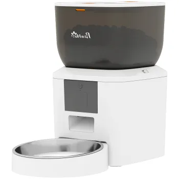 PawHut Distribuitor automat hrana pisici 4 L Wi-Fi 2.4G, control prin aplicatie, inregistrare 10s, bol, Alb | Aosom Romania imagine