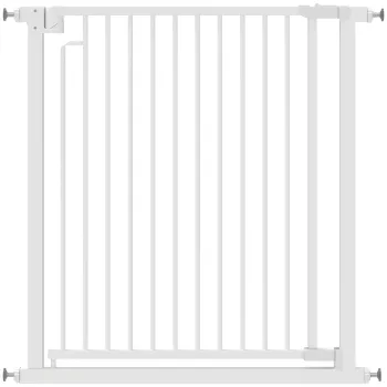 PawHut Grilaj de protectie pentru scari Bariera fara gaurire cu inchidere automata pentru copii Bucatarie Scara 76-80 x 76 cm Alb | Aosom Romania imagine