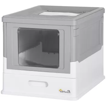 PawHut Litiera pentru Pisici Inchisa din PP cu Paleta Inclusa, Cutie Igienica pentru Pisici cu Tava Detasabila si 2 Usi | AOSOM RO imagine
