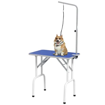 PawHut Masa de ingrijire pentru animale de companie, pentru tuns, periere, spalare a animalelor de companie, metal, albastru | Aosom Romania imagine