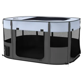 PawHut Parc pentru animale de companie, pliabil, cu husa de depozitare, pentru pui si pisoi, interior si exterior, gri | Aosom Romania imagine