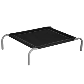 PawHut Pat de Caine Inaltat si Portabil cu Scaun Respirabil, Pat pentru Caini din Metal si Tesatura, 89x58x20 cm, Negru imagine