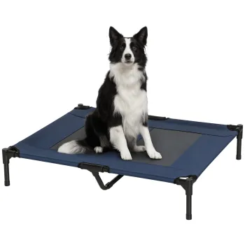 PawHut Pat pe picioare pat pentru caini pisici pat de tabara pat ridicat animale material textil Oxford textilena micro-perforata otel | Aosom Romania imagine