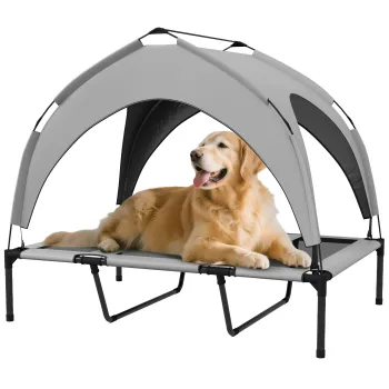 PawHut Pat pentru animale de companie pe picioare inalt confort velum anti-UV din oxford, geanta de transport inclusa 106 x 76 x 94 cm gri | Aosom Romania imagine