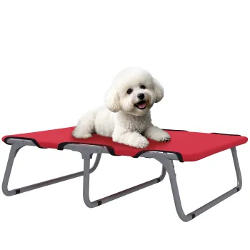 PawHut Pat pentru Caini de Talie Mica, Pliabil, pentru Interior si Exterior, 71x58x20 cm, Rosu | Aosom Romania imagine