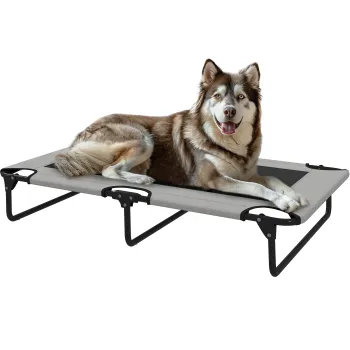 PawHut Pat Pliabil pentru Caini Mari cu Tesatura Tip Plasa, 107x61x20 cm, Gri | Aosom Romania imagine