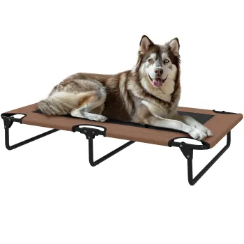 PawHut Pat Pliabil pentru Caini Mari cu Tesatura Tip Plasa, 107x61x20cm, Maro | Aosom Romania imagine