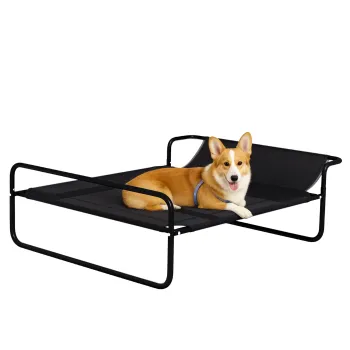 PawHut Pat ridicat pentru caini animale de companie cu suport pentru cap material micro-perforat 91 x 69 x 29 cm negru | Aosom Romania imagine