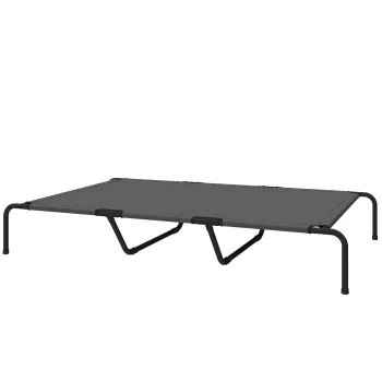 PawHut Pat Ridicat pentru Caini de Talie Mare, Targa Portabila din Otel si Plasa Respirabila, Usor de Montat, Gri, 152x94x23 cm | Aosom Romania imagine