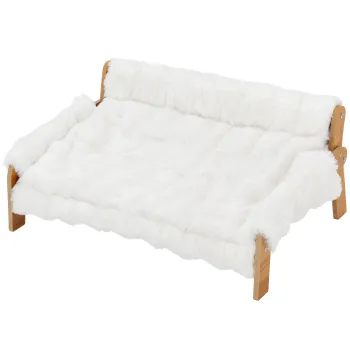 PawHut Pat Ridicat pentru Caini si Pisici cu Plus Moale, Husa Detasabila si Picioare Antiderapante, 70x47x30 cm, Alb | Aosom Romania imagine