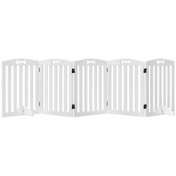 PawHut Poarta autoportanta pentru caini cu picioare de sustinere, pentru deschideri de usa, hol, scari, 258 x 30 x 61 cm, Alb | Aosom Romania imagine