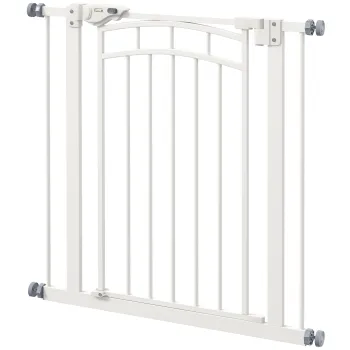 PawHut Poarta de Protectie pentru Scari si Usi, pentru Cainisori, Sistem de Inchidere Automata, Montare Fara Gaurire, Alba | Aosom Romania imagine