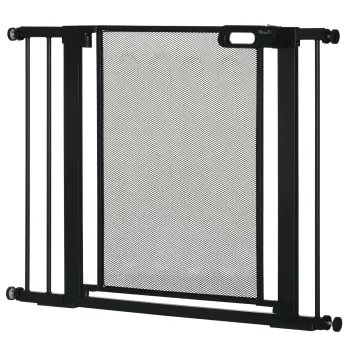 PawHut Poarta de Siguranta pentru Usi si Scari, Poarta pentru Animale cu Inchidere Automata, 76x75-103 cm, Negru imagine