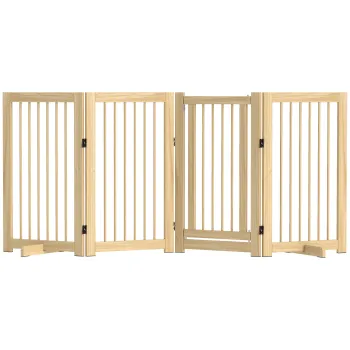 PawHut Poarta pentru caini, independenta, pliabila, usa & picioare de sustinere, cadru din lemn, 220x36x91cm | Aosom Romania imagine