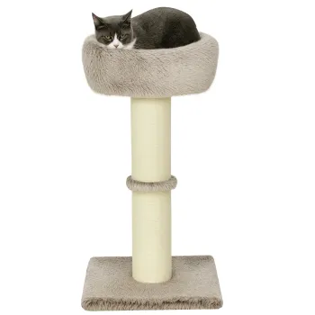 PawHut Pom pentru pisici pom pentru zgariere pentru pisici pat cu plus baza mare pentru interior 45lungime x 45latime x 87inaltime cm maro | Aosom Romania imagine