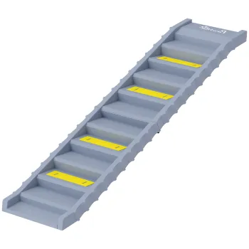 PawHut Scara Pliabila pentru Caini, pentru Masina si Paturi, 10 Trepte Antiderapante, Capacitate 68kg, Gri | Aosom Romania imagine