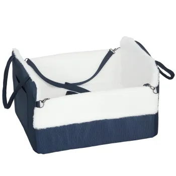 PawHut Scaun auto pentru caine cu centura de siguranta si fixare, scaun de masina pentru caini 55 x 46 x 32 cm bleumarin | Aosom Romania imagine