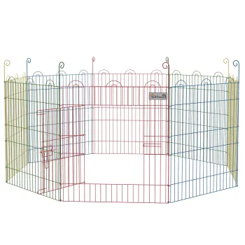 PawHut Tarc pentru Caini cu 8 Panouri, Usa cu Zavor, din Otel, O156x60 cm, Multicolor | Aosom Romania imagine