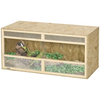 PawHut Terariu din lemn OSB pentru reptile cu usa culisanta din sticla - 100 x 47 x 47 cm lemn natural | Aosom Romania imagine