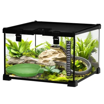 PawHut Terariu Inaltat pentru Reptile cu Incuietoare si Usa pentru Hranire, 30x30x20 cm, Negru | Aosom Romania imagine