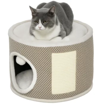 PawHut Turn de zgariere pentru pisici toner de zgariere pentru pisici cu sisal pentru zgariere plafon din plus perne detasabile O 40 x 30 cm cafea | Aosom Romania imagine