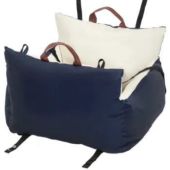 Scaun Auto PawHut pentru Caini Mici cu Lesa de Siguranta, Detasabil si Lavabil, Albastru | Aosom Romania imagine